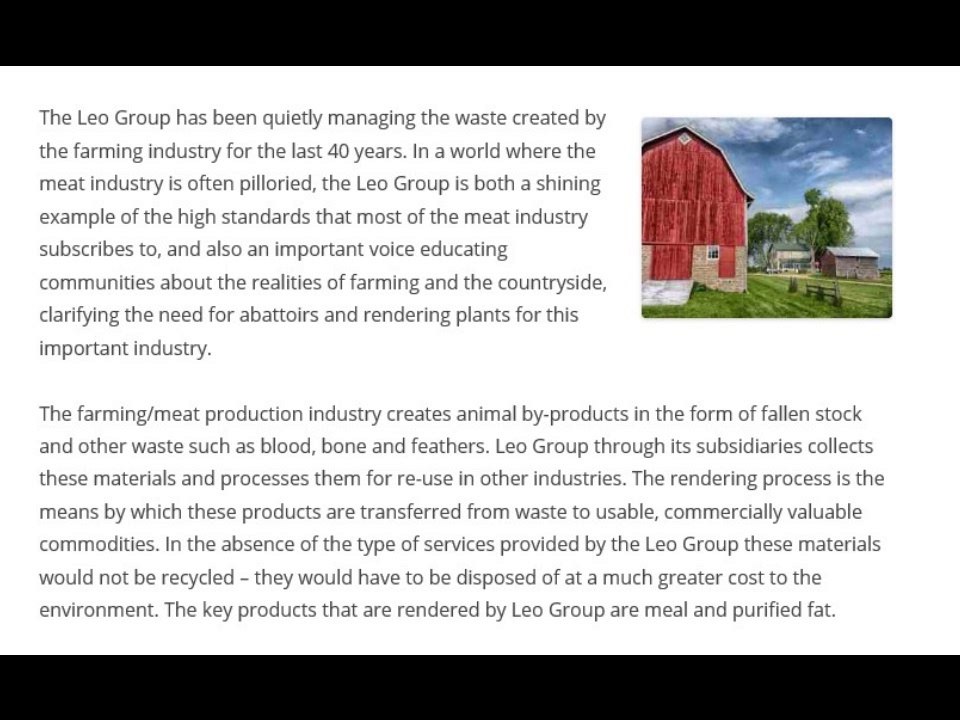 Leo Group – Managing Animal By-Products for 40 Years
