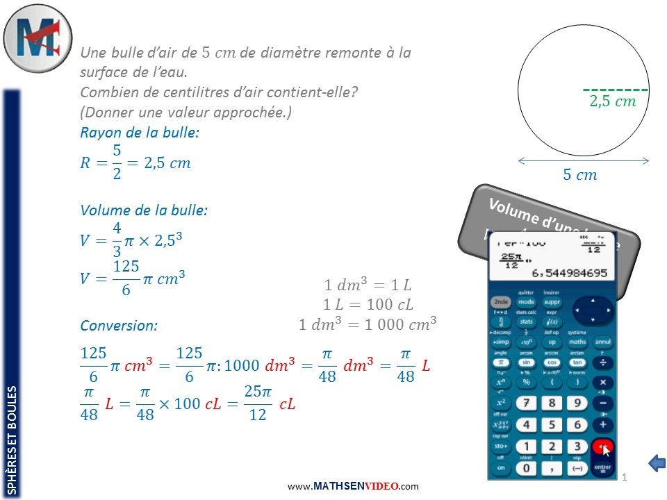 Exercice: Calcul du volume d'une boule