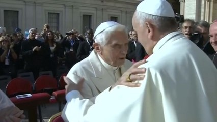 Former Pope Benedict appears at Vatican event for the elderly