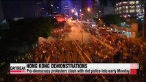 Pro-democracy sit-ins in Hong Kong persist into early Monday