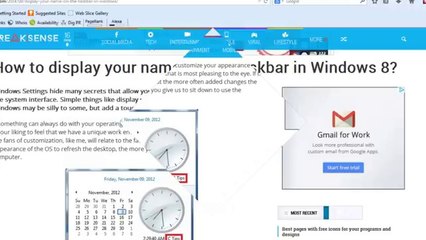 How to display your name on the taskbar in Windows 8?