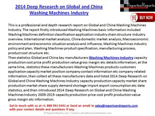 2014 Deep Research on Global and China Washing Machines Industry