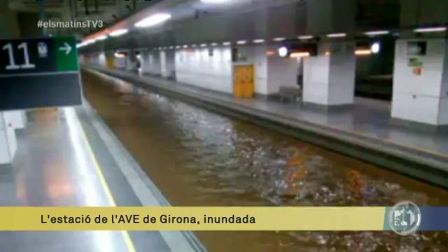 TV3 - Els Matins - Inundada l'estació de l'AVE de Girona