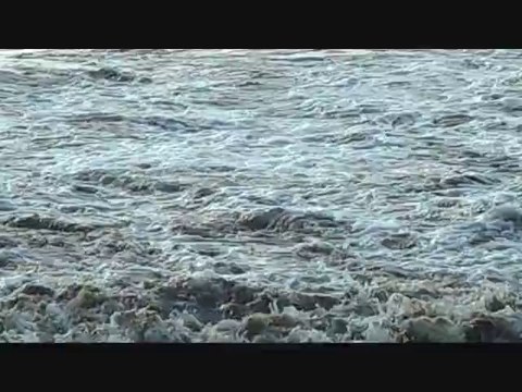 De Grosses vagues puissantes sur la plage