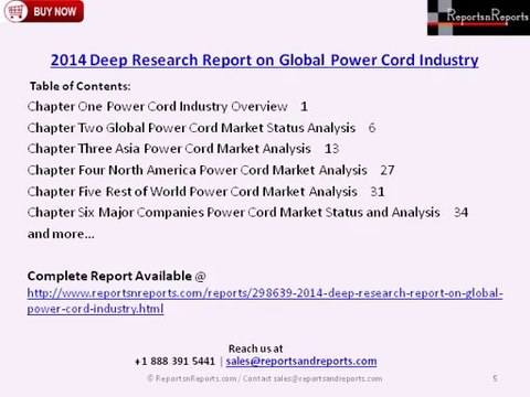 Global Power Cord Market by Types, Applications, Trends & Forecasts to 2020