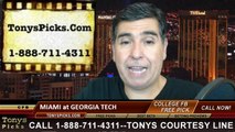 Georgia Tech Yellow Jackets vs. Miami Hurricanes Free Pick Prediction College Football Point Spread Odds Betting Preview 10-4-2014
