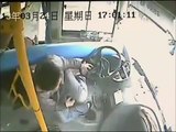 Chinese Bus Driver Dodges Pole Through Windscreen