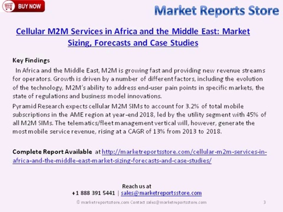 Africa and the Middle East Cellular M2M Services Market Growth Analysis to 2018
