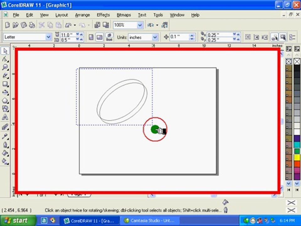 Corel Tutorial: Use of 3 Point Elipse Tool