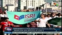 Jóvenes cubanos marchan para exigir la liberación de los Cinco