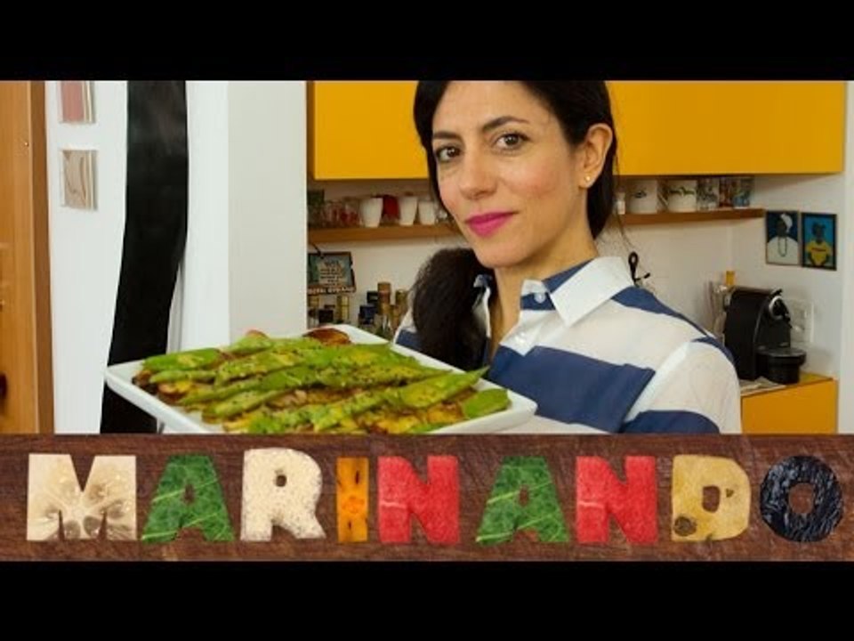 Maçãs assadas com ervilhas tortas