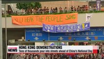 Record crowds protest in Hong Kong on China's National Day