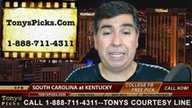 Kentucky Wildcats vs. South Carolina Gamecocks Free Pick Prediction College Football Point Spread Odds Betting Preview 10-4-2014
