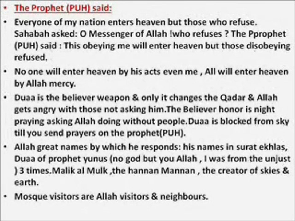 Some of Prophet Mohamed (PUH)Great Hadiths