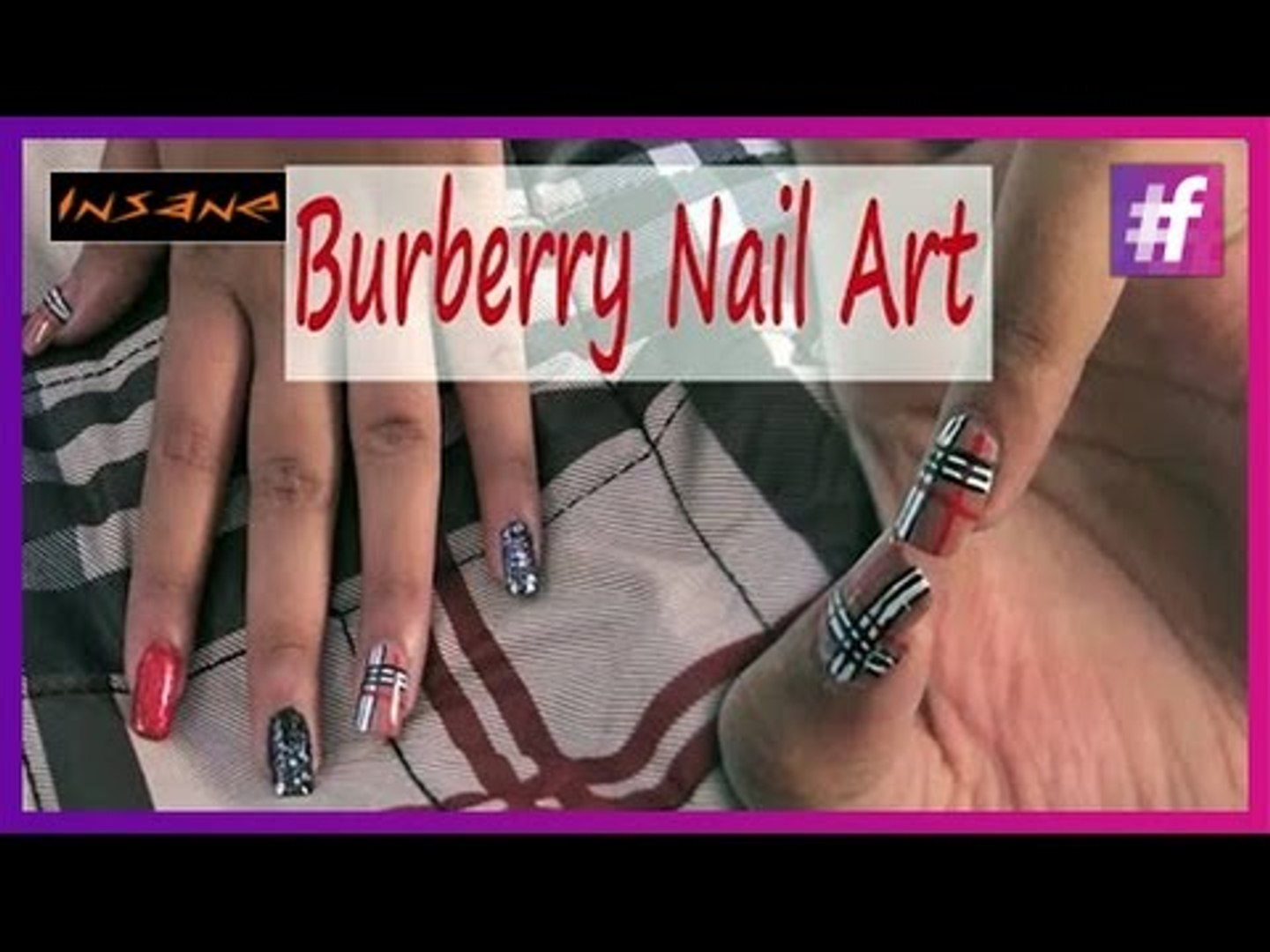 ⁣Burberry Nail Art | Burberry Inspired Nails | Insane Nails and Tattoos