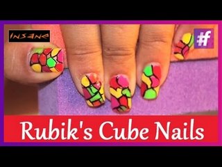 Block Nail Art | Rubik's Cube Nails | Nail Art Tutorial