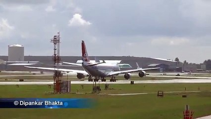 Cargolux 747-8 freighter (CLX789) delivery- crazy take off and wings swing-bye !
