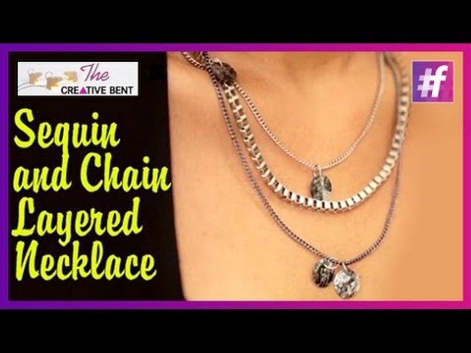 DIY Sequin and Chains Layered Necklace