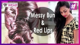 Messy Bun and Red Lips | Hair and Makeup Tutorial