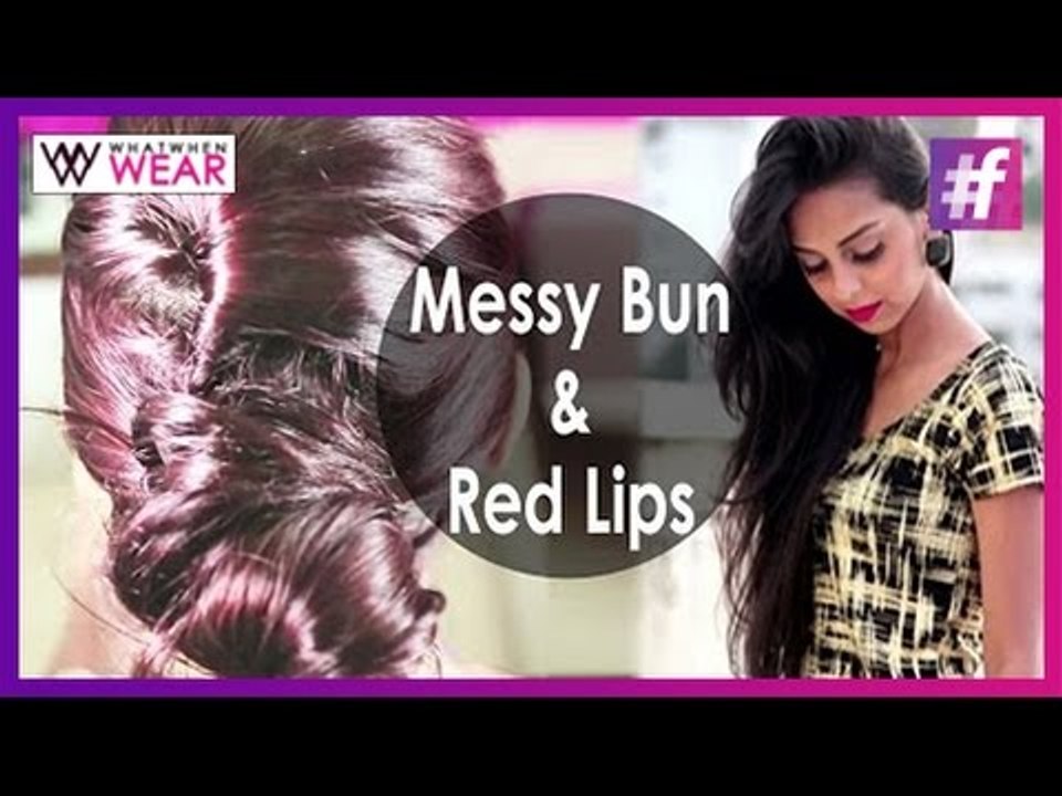 Messy Bun and Red Lips | Hair and Makeup Tutorial