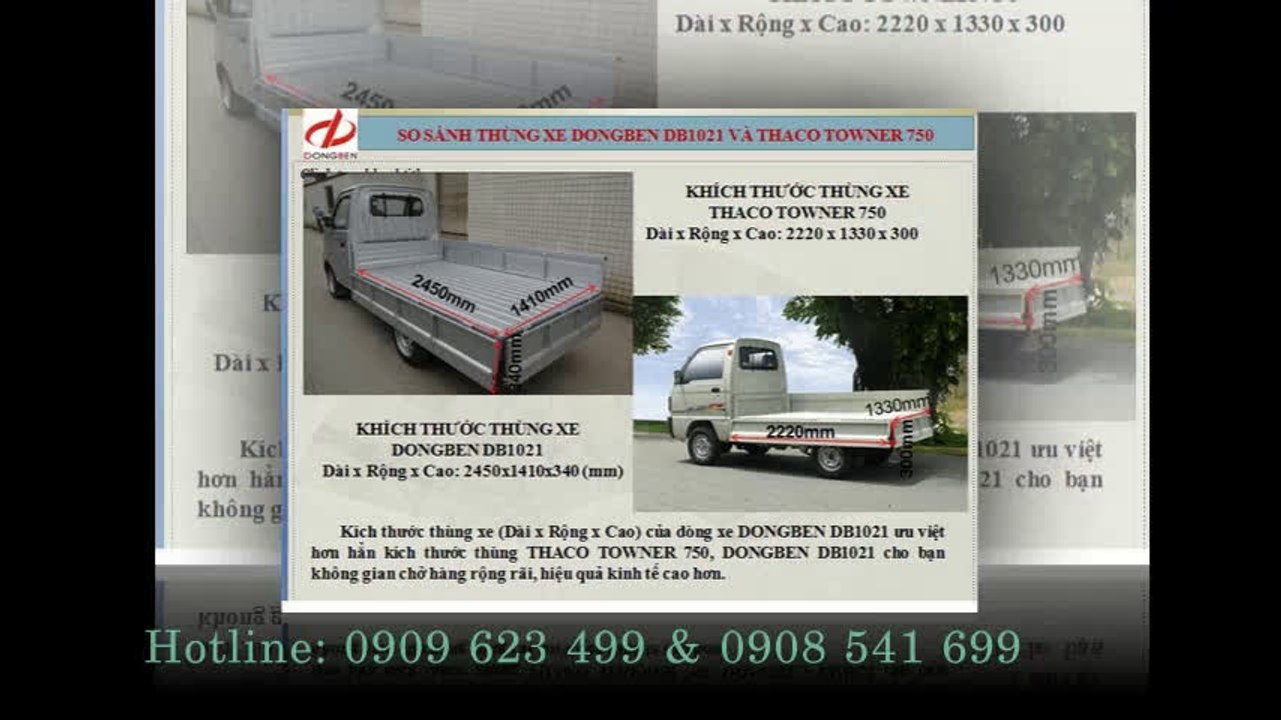 Bán Xe tải nhẹ dongben 870kg