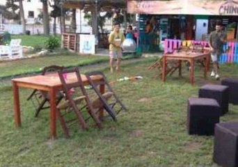 Colour Runs in a Cyprus Park as Puppy Ruins a Party Decoration