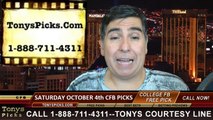 College Football Saturday Free Picks Betting Point Spread Odds Predictions 10-4-2014