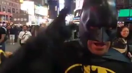 Batman Saying Go Nawaz Go from Time Square New York USA