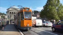 Tramway Série 2800 : Départ de la station Gran Madre sur la ligne 13/ du tramway de Turin