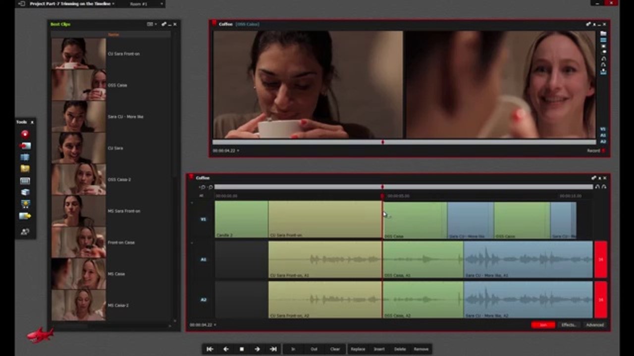 Tutorial Lightworks -Trimming on the Timeline part 7