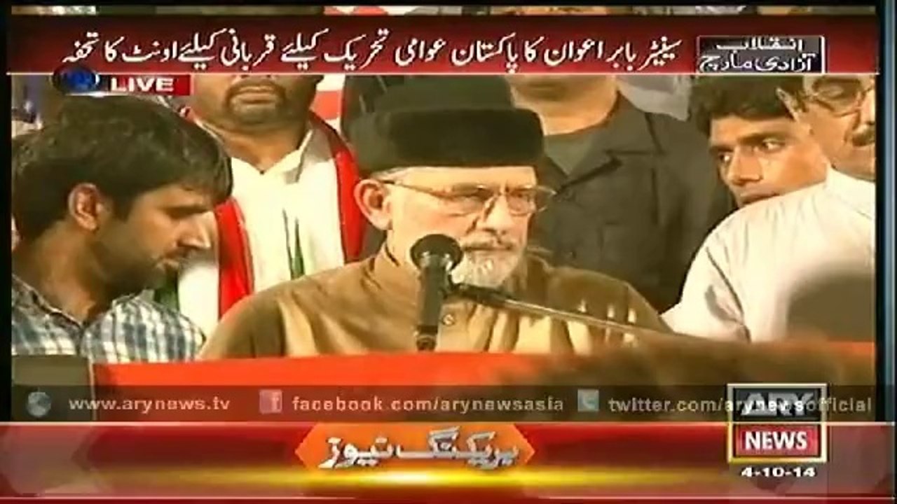 Babar awan presents camel to Dr Qadri