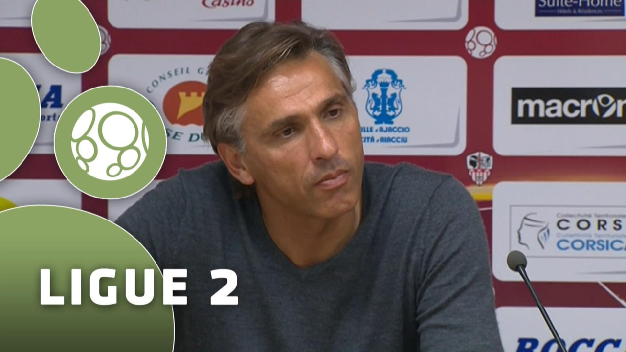 Conférence de presse AC Ajaccio - Chamois Niortais (0-0) : Christian BRACCONI (ACAJ) - Régis BROUARD (NIORT) - 2014/2015