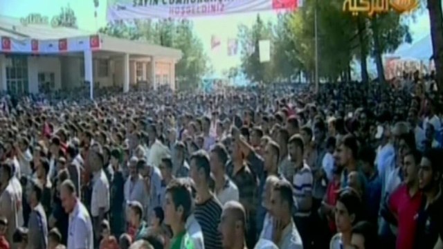 خطاب الرئيس التركي رجب طيب أردوغان أمام اللاجئين السوريين في غازي عينتاب
