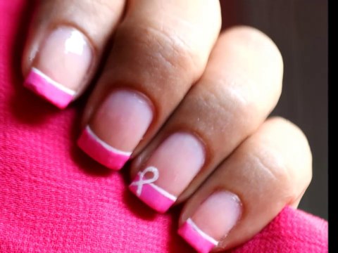 Breast Cancer Nails Art Designs Easy Awareness Ribbon Nail Polish Tutorial no decals or stickers