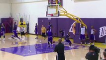 Lakers 2014-15 Training Camp - Kobe Pushes Randle's Fatigue - (October 4 - 2014)