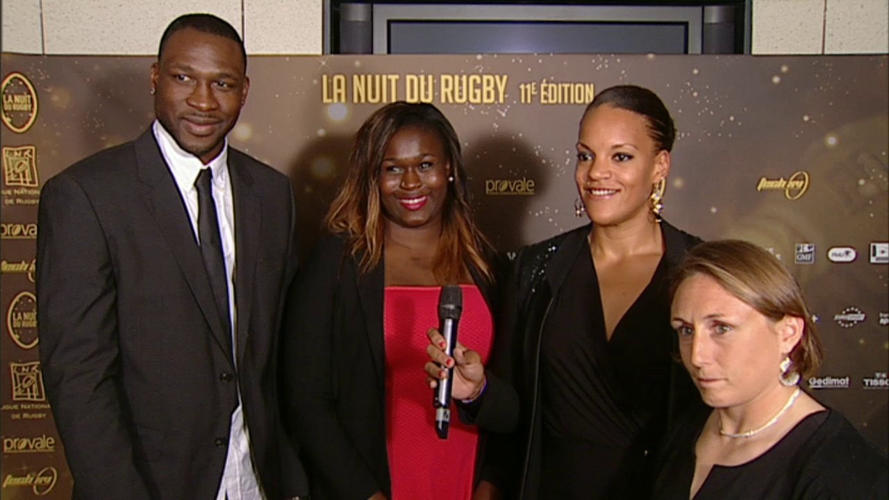 Nuit du Rugby 2014 - Prix du meilleur joueur international, remettants : Safi N'Diaye - Gaëlle Mignot - Florent Pietrus