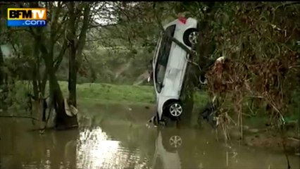 Inondations dans l'Hérault : des voitures accrochées dans les arbres