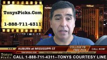 Mississippi St Bulldogs vs. Auburn Tigers Free Pick Prediction NCAA College Football Odds Preview 10-11-2014