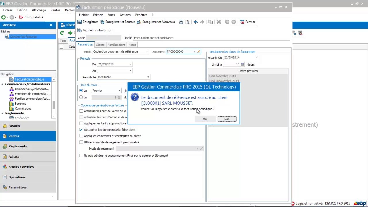 EBP Gestion Commerciale 2015 : les facturations périodiques