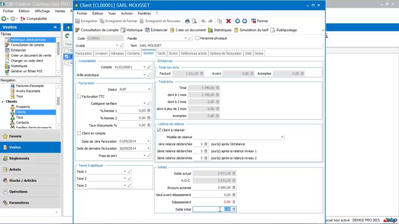 EBP Gestion Commerciale 2015 : les encours