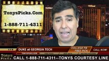 Georgia Tech Yellow Jackets vs. Duke Blue Devils Free Pick Prediction NCAA College Football Odds Preview 10-11-2014