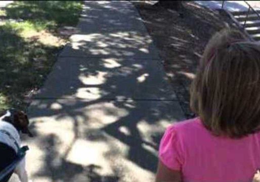 Little Girl and Her Dog Do a Duet