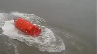 Boat launch ends with a flip