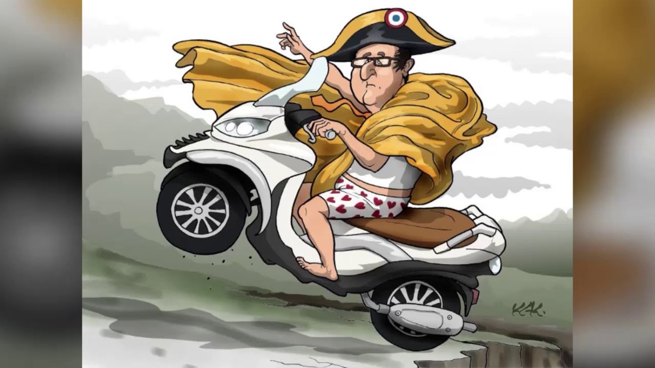 Dessin de Kak - François Hollande : Napoléon sur un scooter