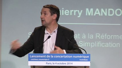 Concertation numérique : discours de Thierry Mandon