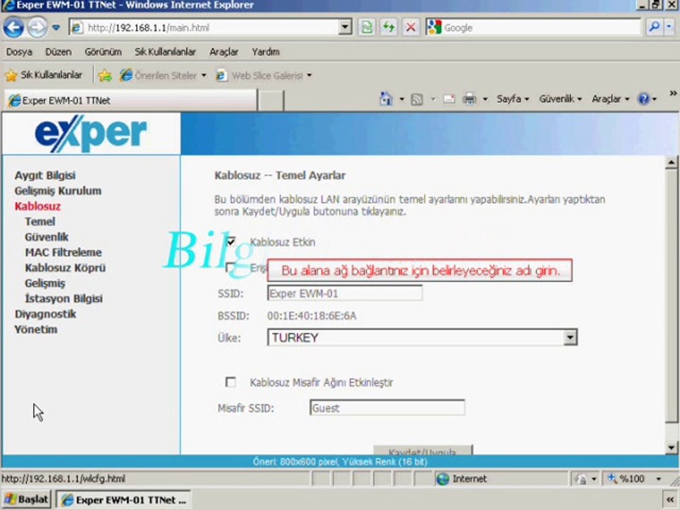 Exper EWM Modem Bağlantı Ayarları Yapımı