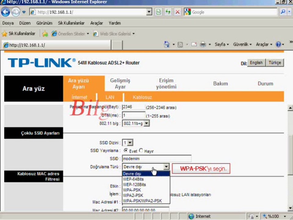 TP-LİNK Modem bağlantı ayarları yapımı