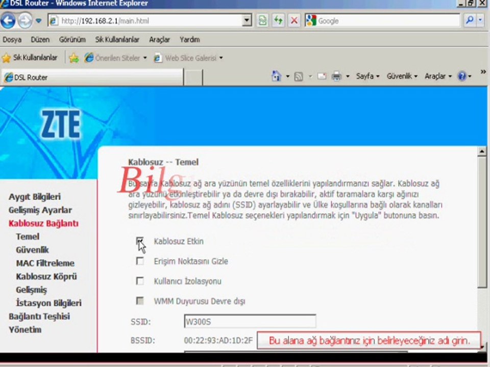 ZTE-ZXV10-W300s  Modem bağlantı ayarları yapımı