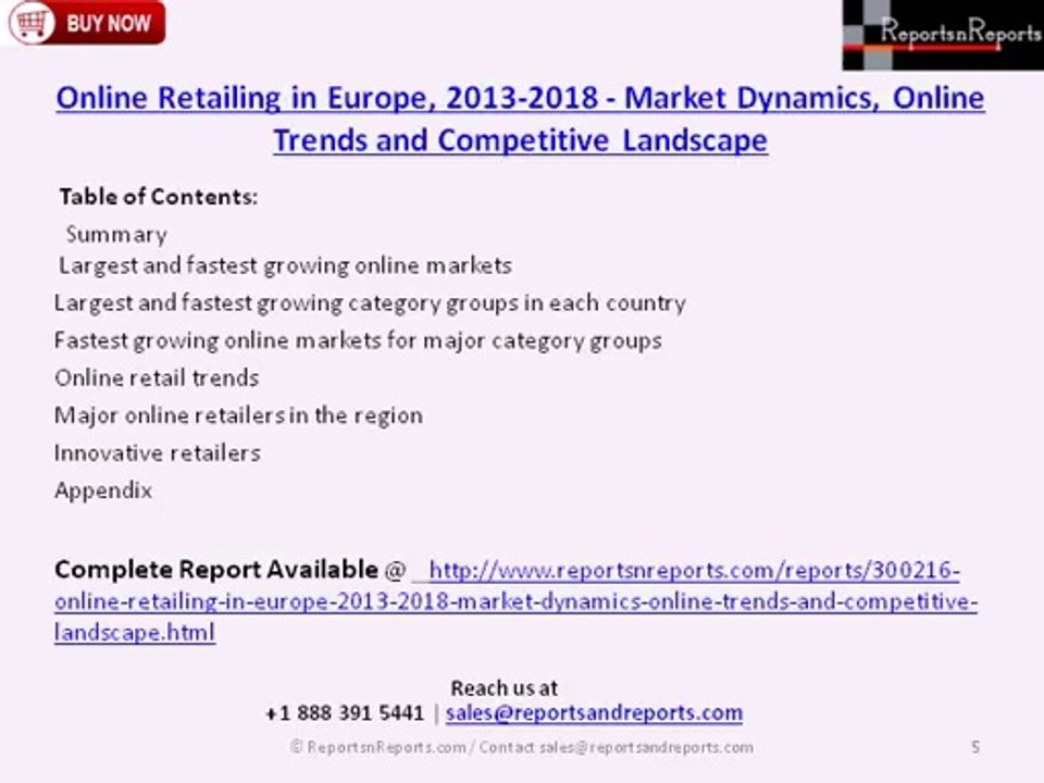 Online Retailing Industry in Europe - Investment Return Feasibility Analysis to 2018