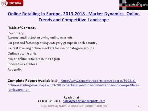 Online Retailing Industry in Europe - Investment Return Feasibility Analysis to 2018